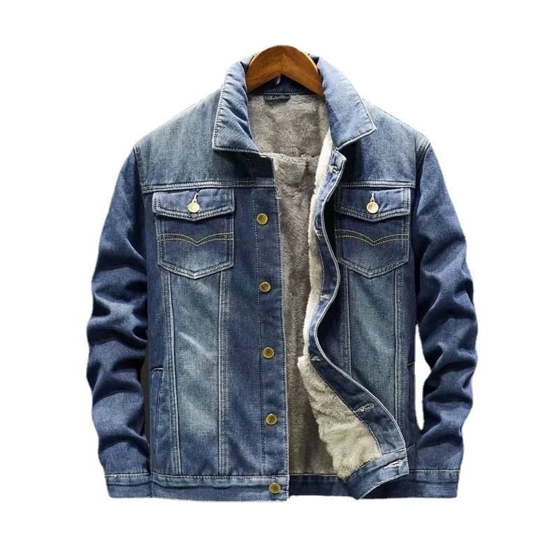 Men's Denim Jacket Autumn Loose Trendy Warm Workwear Top