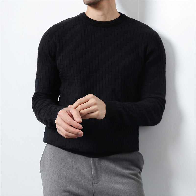 Jacquard Woven Round Neck Sweater Men's Pullover Sweater