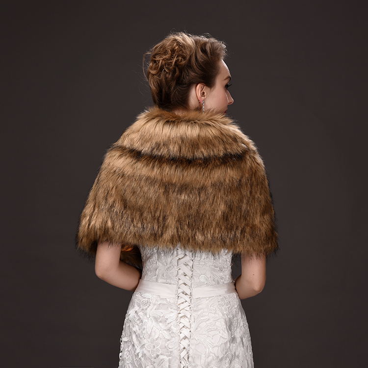 Women's Simple Warm Brown Fur Shawl