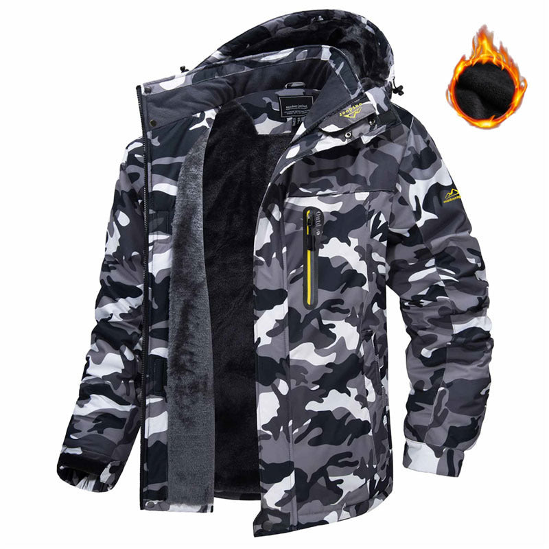Winter Hooded Jacket Fashion Casual Warm Fleece Coat Windproof Rainproof Parka Windbreaker Men's Top