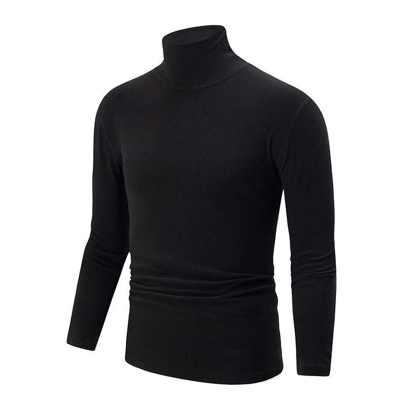 Autumn And Winter Men's Solid Color Versatile High-neck Base Layer Casual Fleece Top