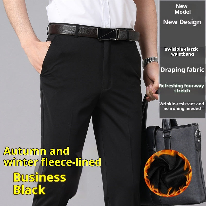 Middle-aged Loose Straight Suit Pants Man