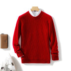 Pure Wool Sweater Men's Loose Round Neck Sweater Casual Thickening Knitted Bottoming Shirt