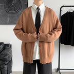 Simple V-neck Loose And Lazy Style Solid Color Sweater