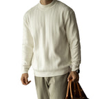 Half Turtleneck Bottoming Mid Collar Sunken Stripe Knitwear Sweater For Men