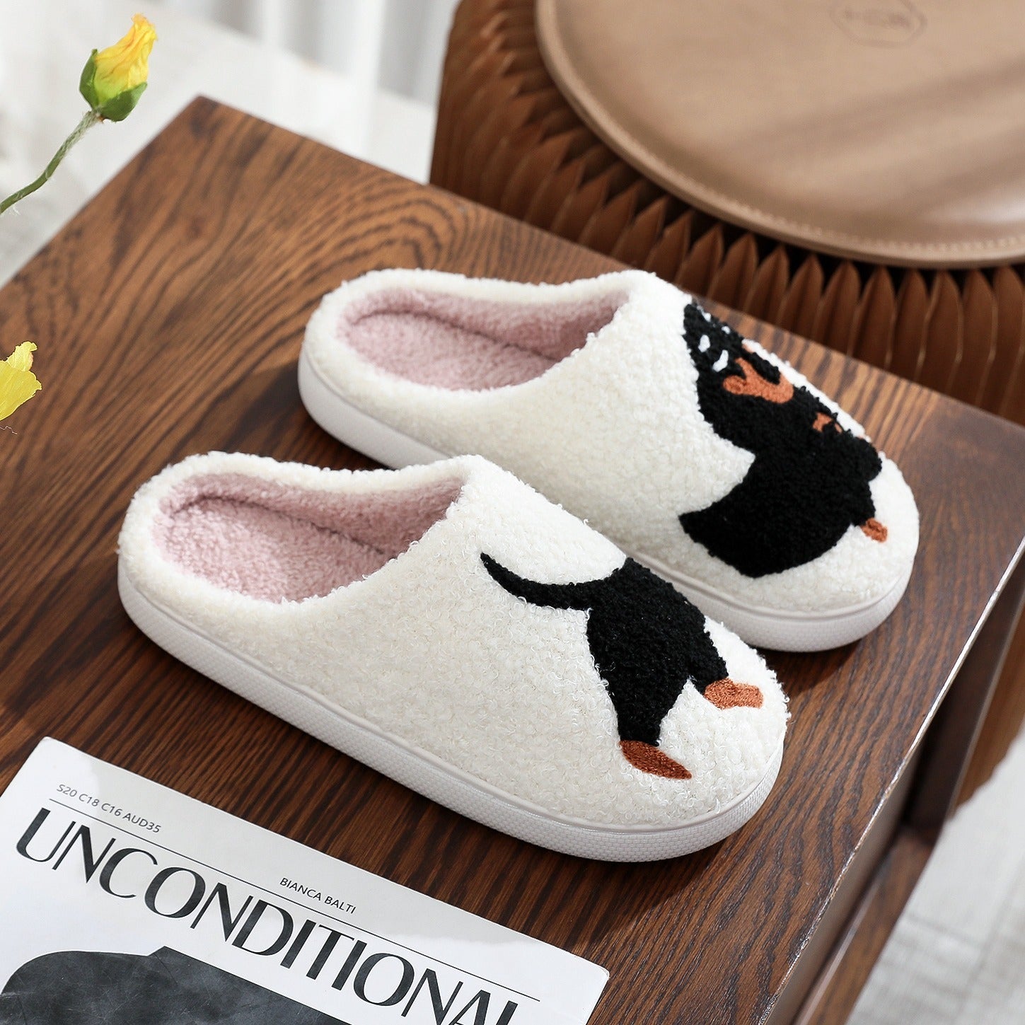Cotton Slippers Women's Home Winter Animal Embroidery Warm