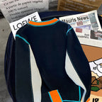 Stitching Contrast Color Knitted Coat Men's Knitwear Sweater