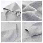 Gray Hooded Sweater For Women Fleece-lined Thick Loose Casual Sweatshirt