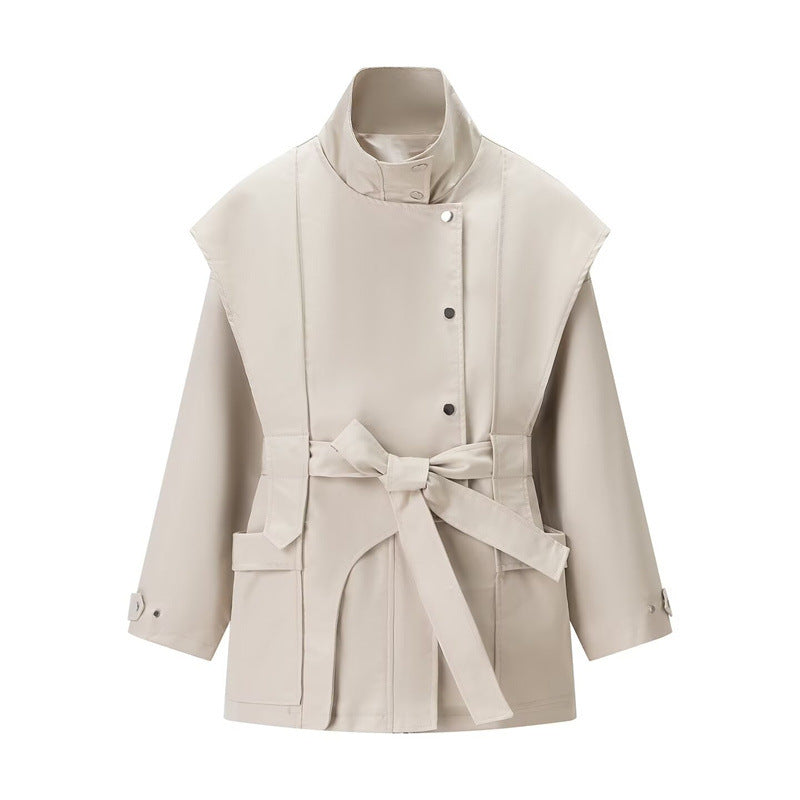 Women's Stand Collar Belted Trench Coat