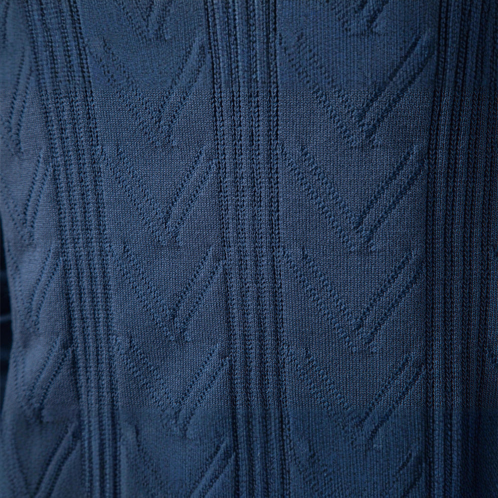New Knitted Pullover Men's Jacquard V-neck Sweater