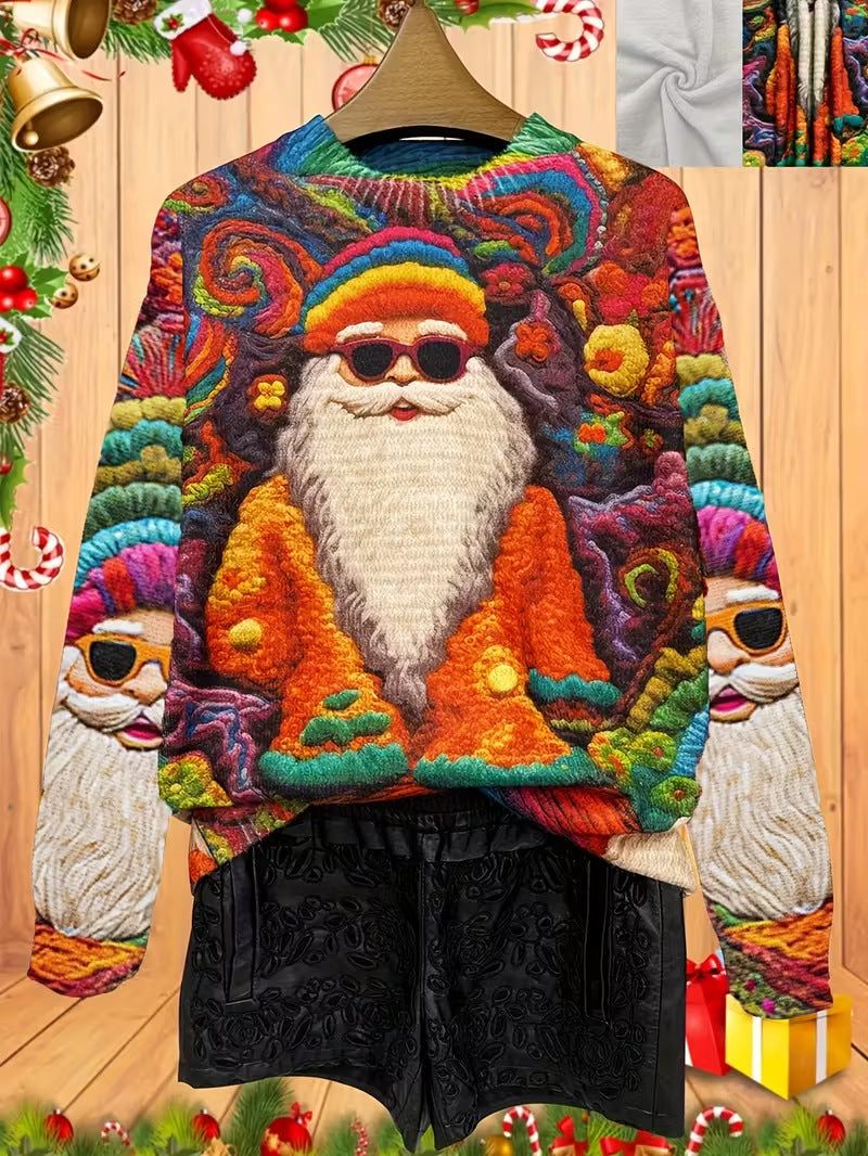 Women's Pullover Christmas Pattern Round Neck Sweatshirt