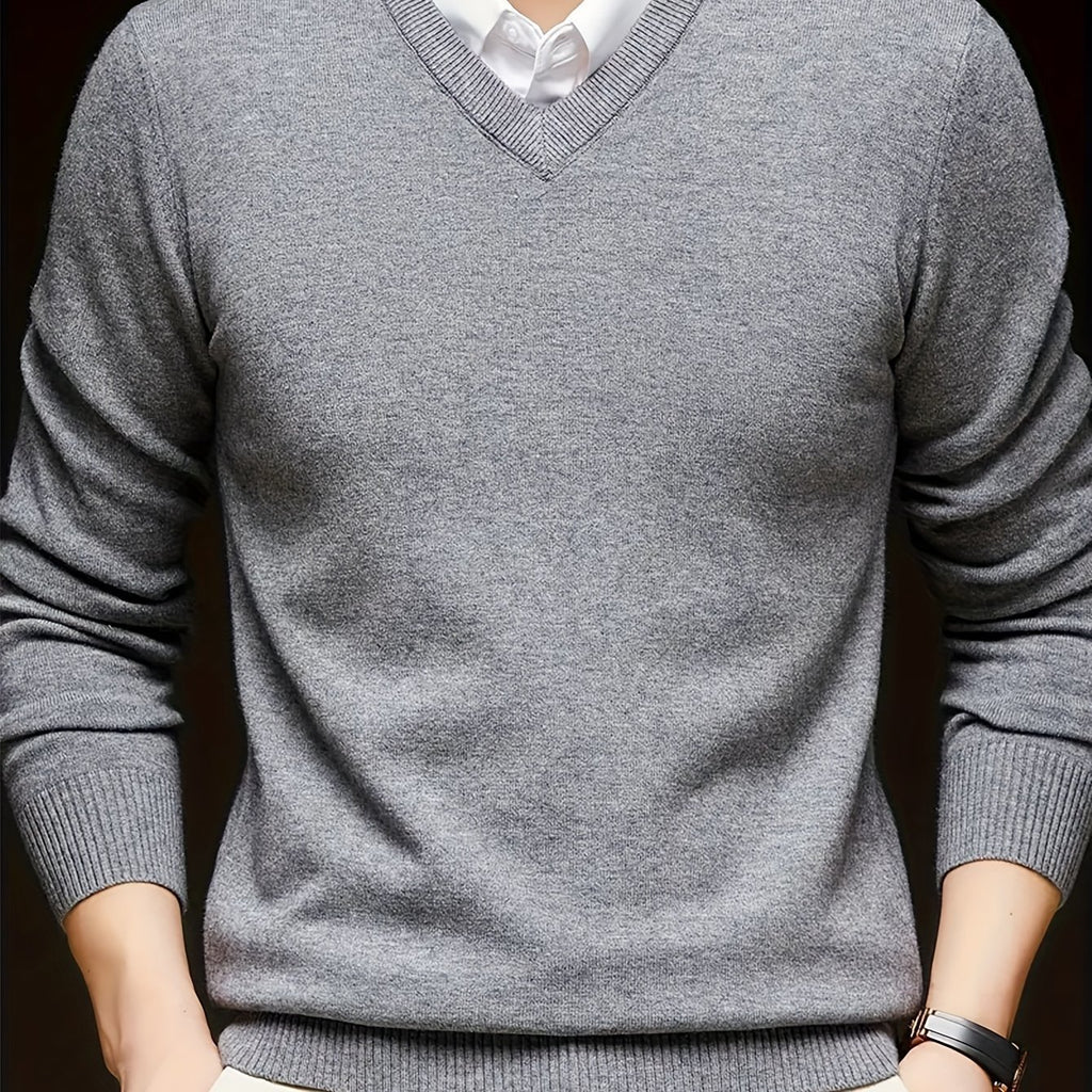 Woolen Sweater Men's Casual Thin V-neck Sweater