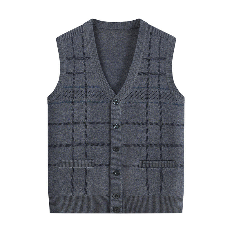 Knitted Cardigan Thickened Men's Waistcoat Vest For The Elderly
