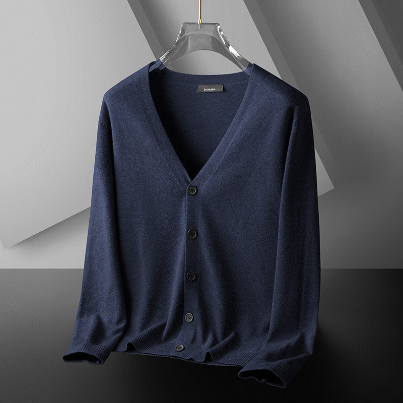 Thin Trendy Casual Outdoor Cotton Knitwear Black Sweater