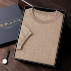 Autumn And Winter Front Line Ready-made Garments Round Neck Short Sleeve Men's Cashmere Sweater
