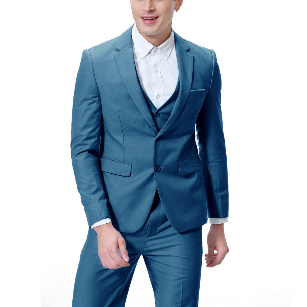 Men's Solid Color Casual Business Casual Three-Piece Suit