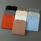 Men's Round Neck Knitted Sweater With Short Sleeves
