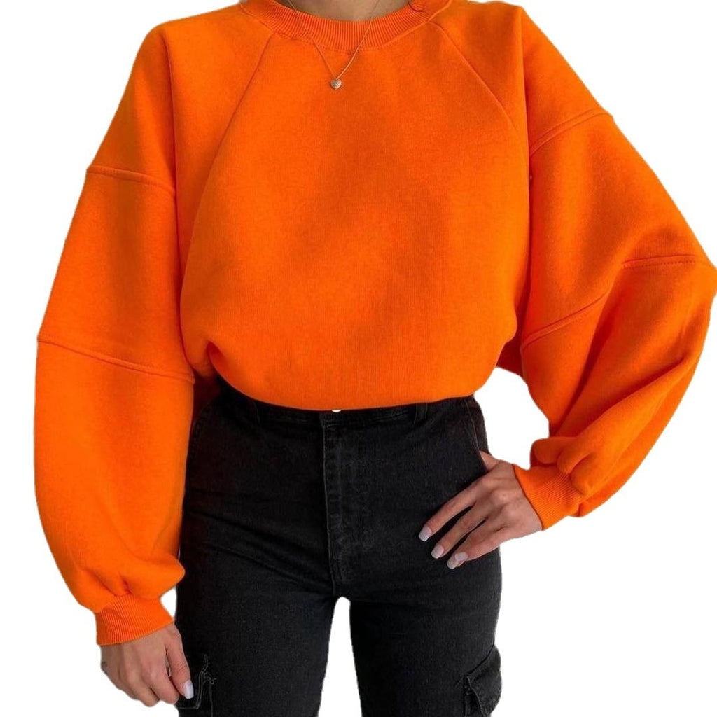 New Round Neck Stitching Long-sleeved Pure Sweater For Women
