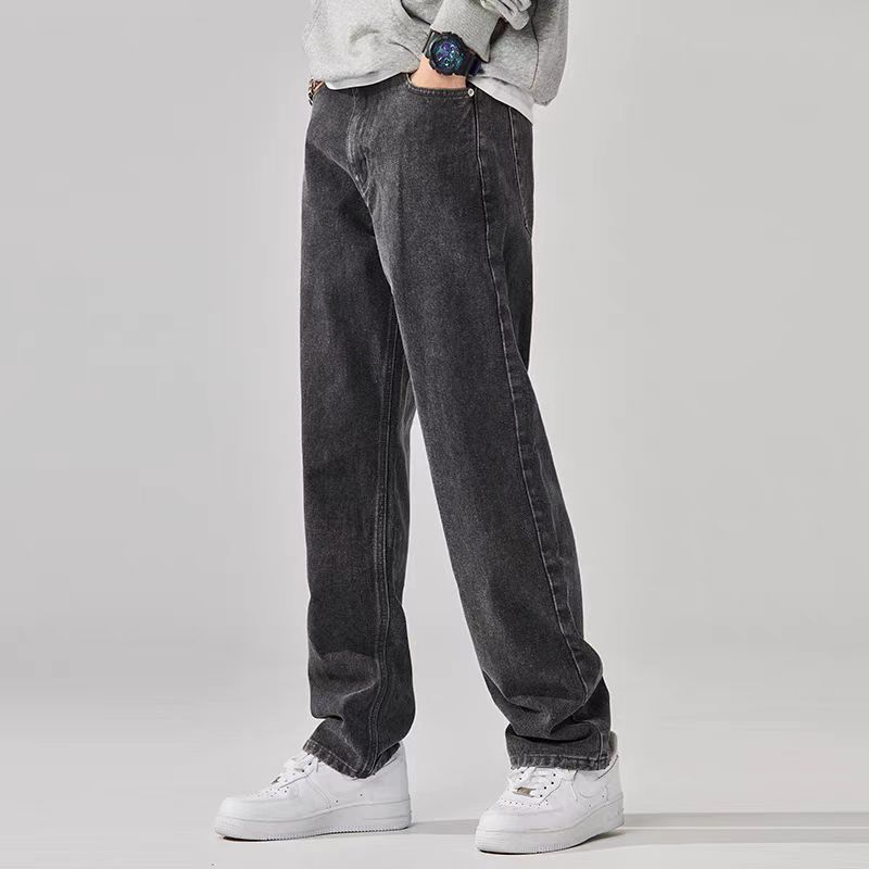 Hong Kong Style Simple Casual All-match Light-colored Jeans