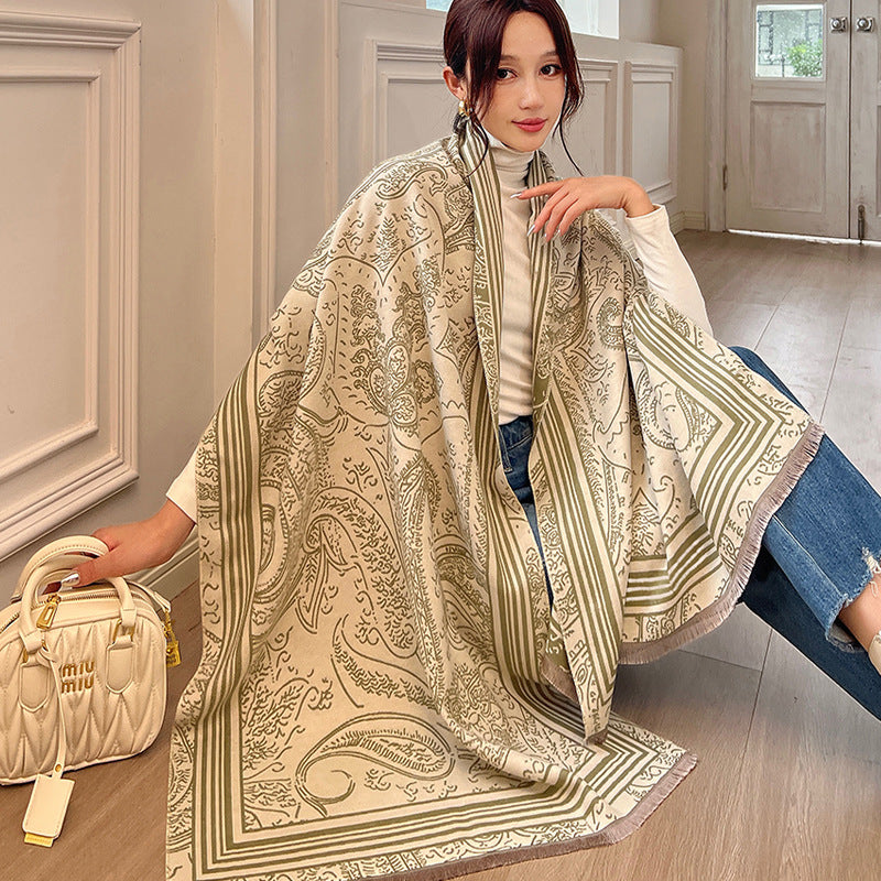 Female Versatile Fashion Thickened Warm Cashmere Scarf