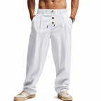 Men's Breathable Cotton Linen Loose Leisure Sports Trousers