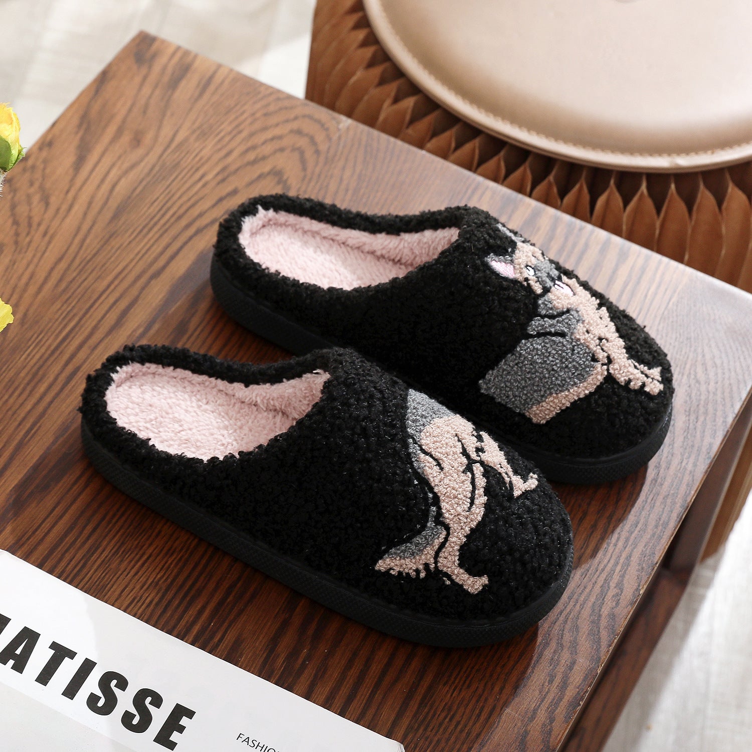 Cotton Slippers Women's Home Winter Animal Embroidery Warm