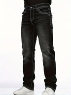 Stretch Multi-craft Slim Fit Show Thin Black Straight Men's Trousers