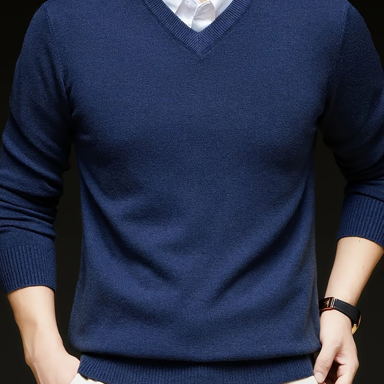 Woolen Sweater Men's Casual Thin V-neck Sweater