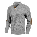 Slim-fit Buttoned Turtleneck Suede Stitching Sweater