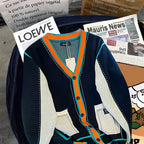 Stitching Contrast Color Knitted Coat Men's Knitwear Sweater