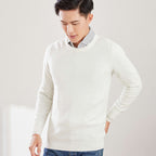 Men's Solid Color Round Neck V-neck Wool Sweater Knitted