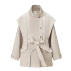 Women's Stand Collar Belted Trench Coat