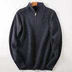 Soft Knit Fabric Men's Half-zip Sweater Solid Color Youth Knitwear
