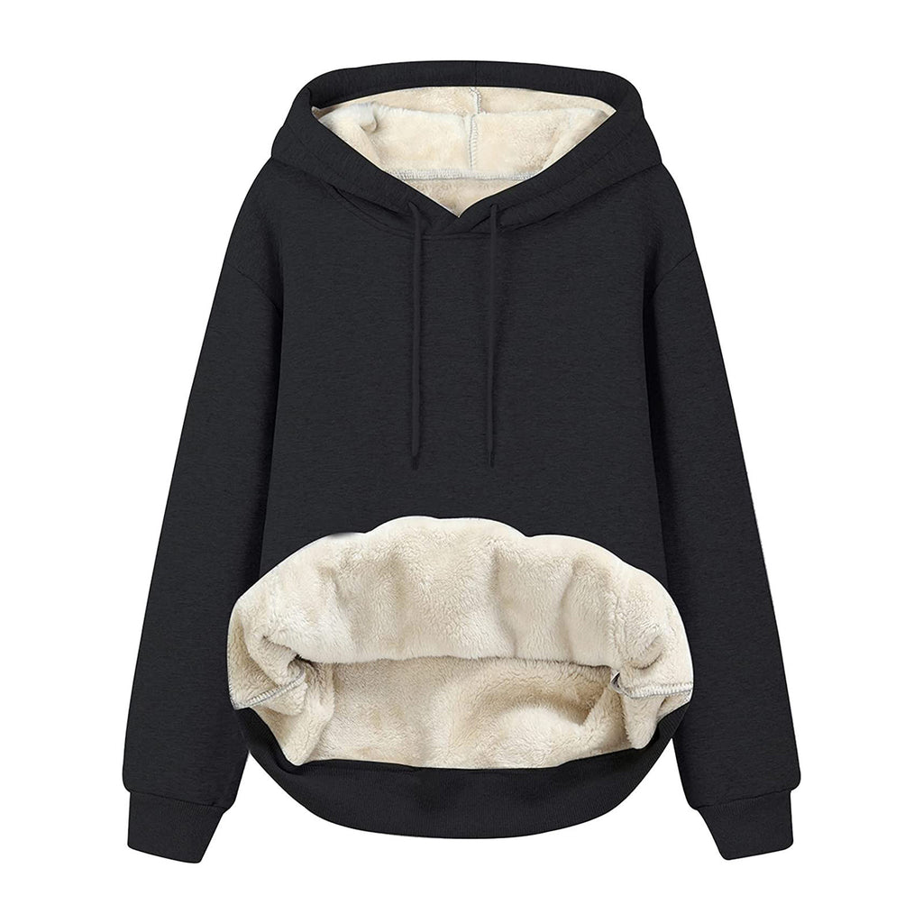 Solid Color Hooded Drawstring Sweatshirt