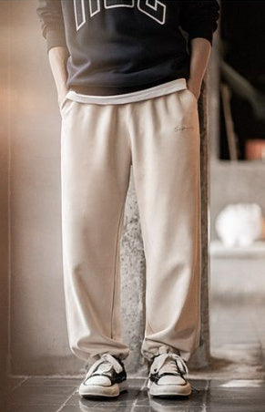 Casual Brushed Suede Sweatpants Straight-leg Wide-leg Pants