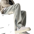 Side Zipper Skinny Jeans For Men Retro Straight-leg Pants