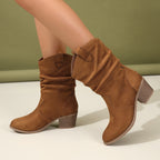 Fashion Western Denim Style Retro Cloth Cover Fashion Boots Women