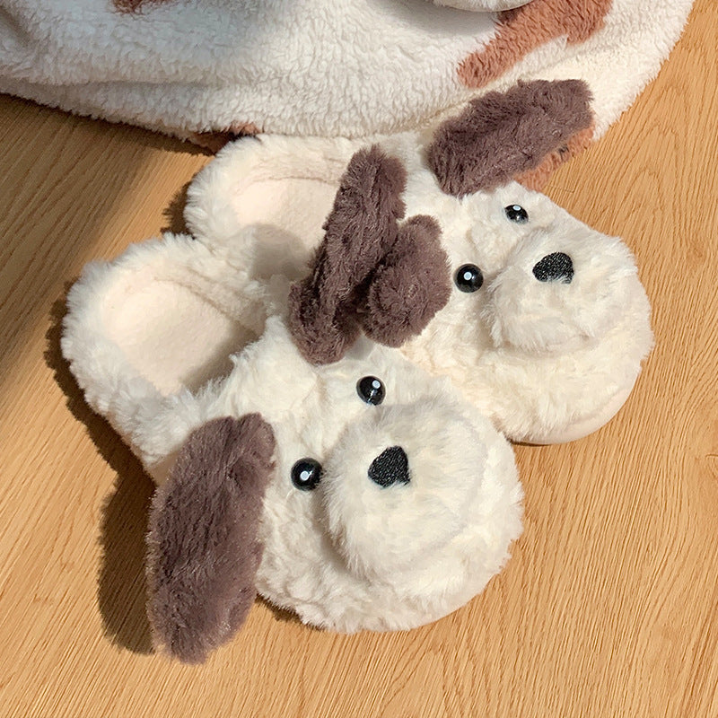 Cute Warm Nose Dog Shoes Room Non Slip Cotton Slippers