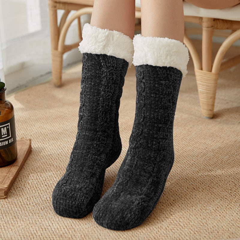 Ladies Winter Warm Floor Sleeping Socks Plus Velvet