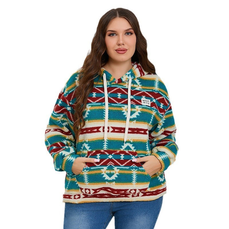 Loose Casual Long Sleeves Plush Large Pocket Top