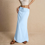 Women's Solid Color Drawstring Elastic Waist Skirt