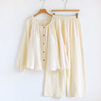 Women's Loose Long-sleeve Long Pants Casual Comfortable Simple Pajama Set