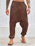 Summer Breathable Cuffed Pants Beach Straight-leg Pants Solid Color