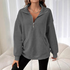Autumn And Winter Loose Long Sleeve Half Zipper Sweater