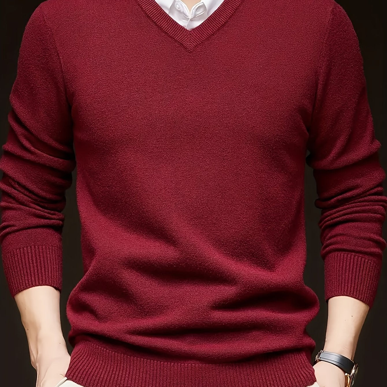 Woolen Sweater Men's Casual Thin V-neck Sweater