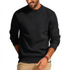 Round Neck Pullover Sweater Men's Waffle Sweater