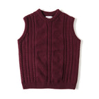 Jacquard Round Neck Knitted Loose Thickened Cable-knit Sweater Vest Tide
