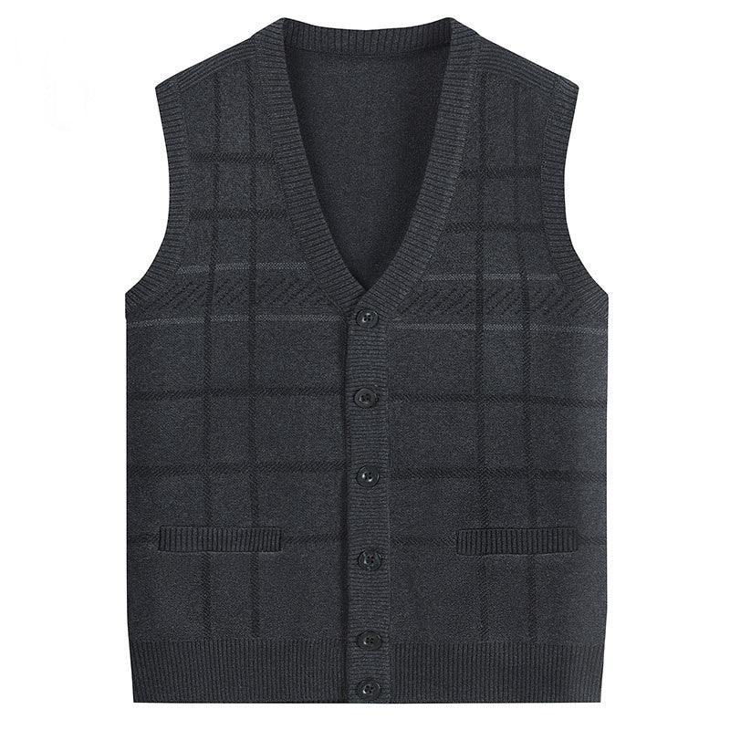Knitted Cardigan Thickened Men's Waistcoat Vest For The Elderly