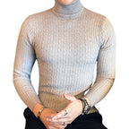 Men's Turtleneck Solid Color Twisted Sweater