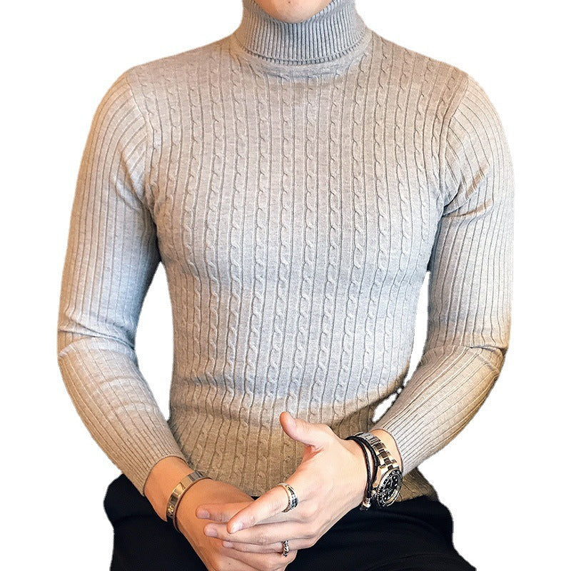 Men's Turtleneck Solid Color Twisted Sweater
